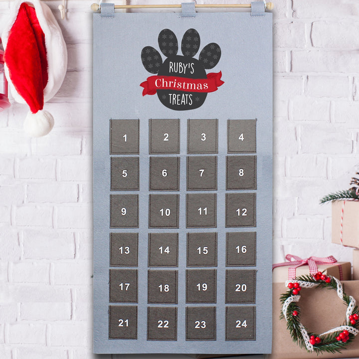 Personalised 2024 Pet Advent Calendar In Silver Grey