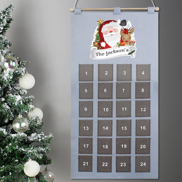 Personalised 2024 Santa Advent Calendar In Silver Grey