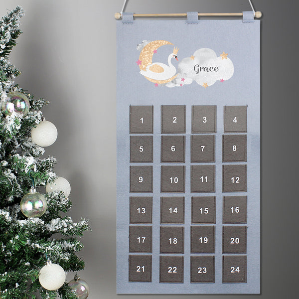 Personalised 2024 Swan Lake Advent Calendar In Silver Grey