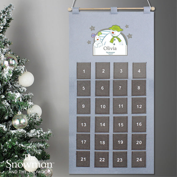 Personalised 2024 The Snowman Advent Calendar In Silver Grey