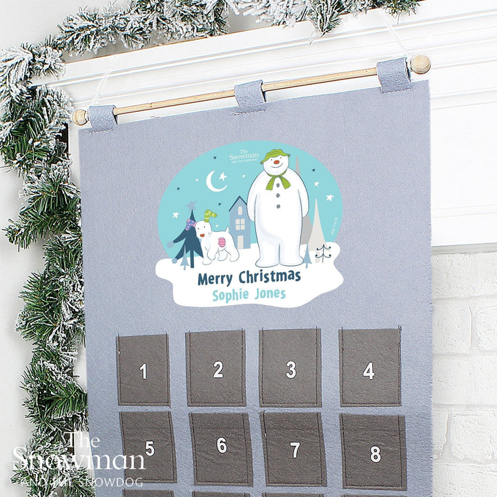 Personalised 2024 The Snowman and the Snowdog Advent Calendar In Silver Grey