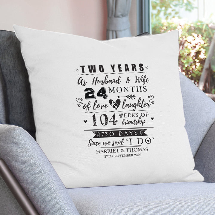 Personalised 2nd Anniversary Cushion Cover