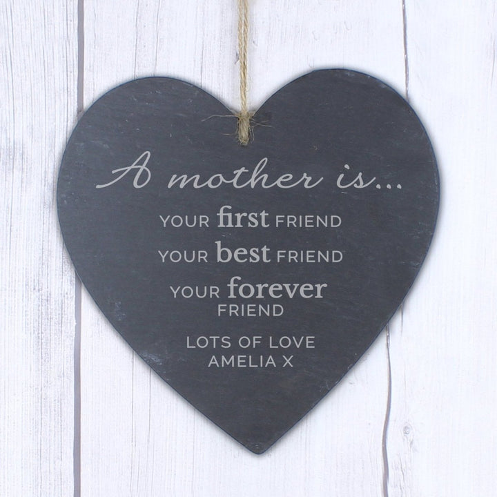 Personalised 'A Mother Is' Slate Heart Decoration