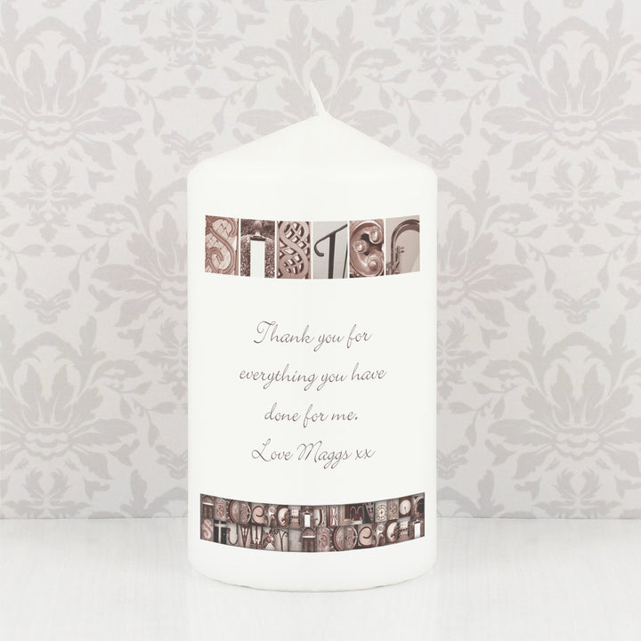Personalised Affection Art Any Message Pillar Candle