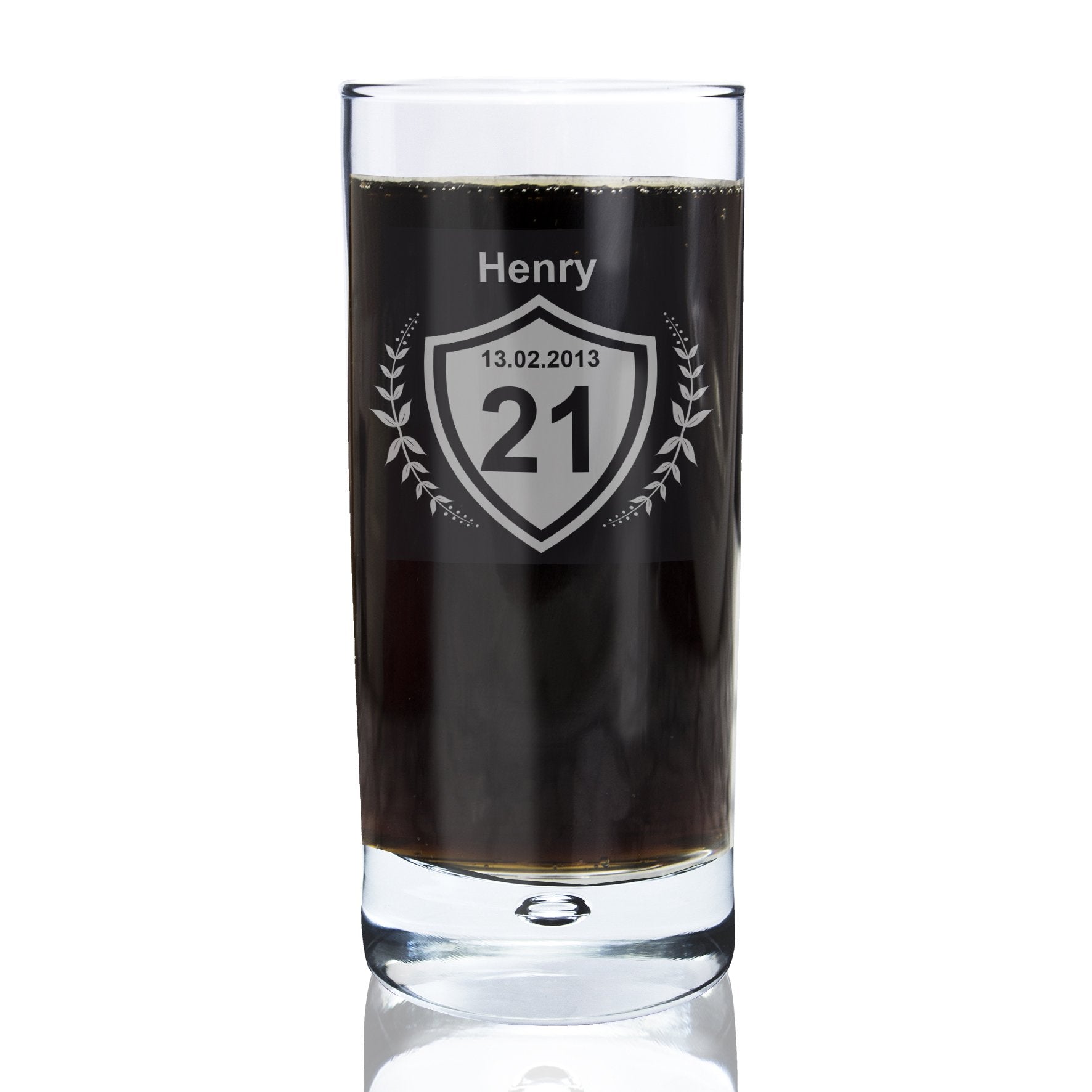 Personalised Age Crest Hi Ball Bubble Glass