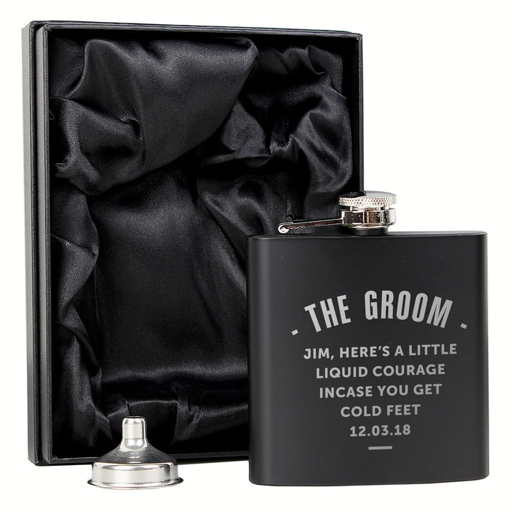 Personalised Any Message Black Hip Flask