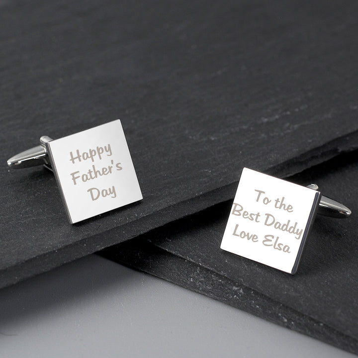 Personalised Any Message Square Cufflinks - 3 lines