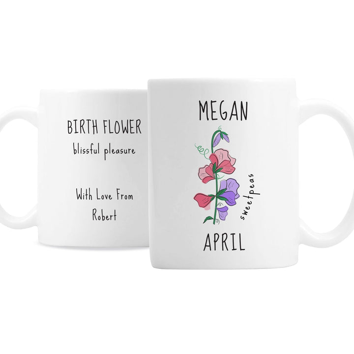 Personalised April Birth Flower - Sweet Peas Mug