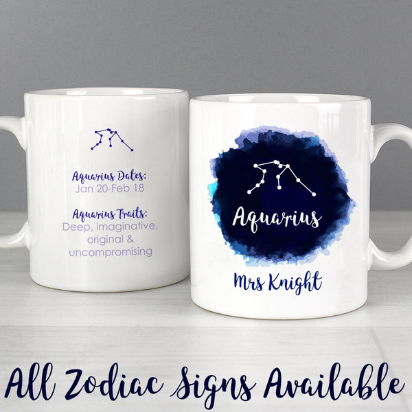 Personalised Aquarius Zodiac Star Sign Mug (January 20th - February 18th)