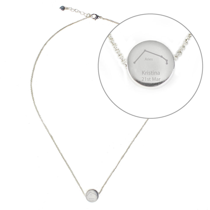 Personalised Aries Zodiac Star Sign Silver Tone Necklace (March 21st-April 19th)