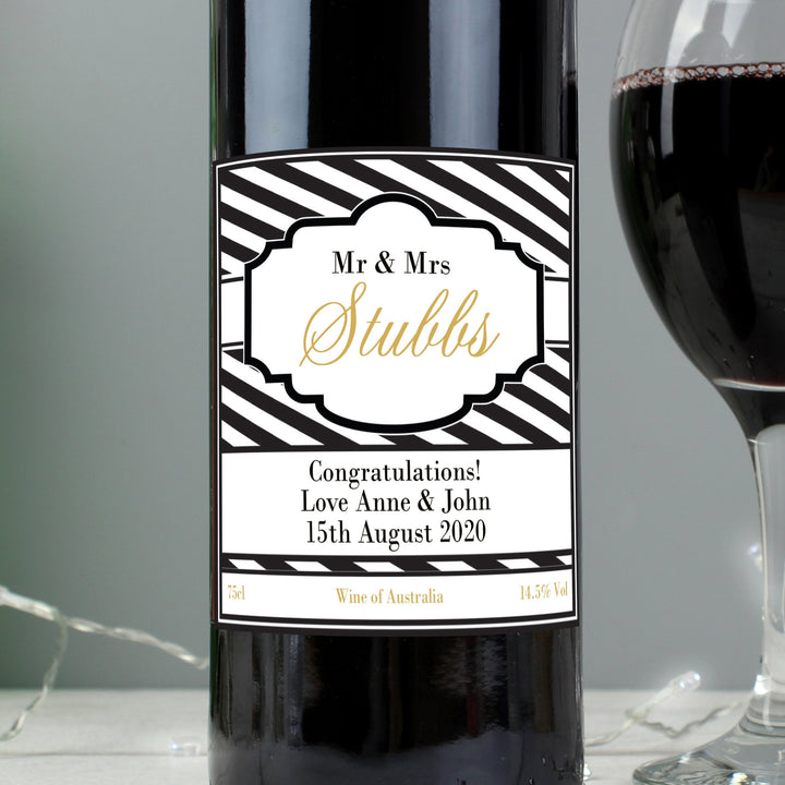 Personalised Art Deco Striped Red Wine