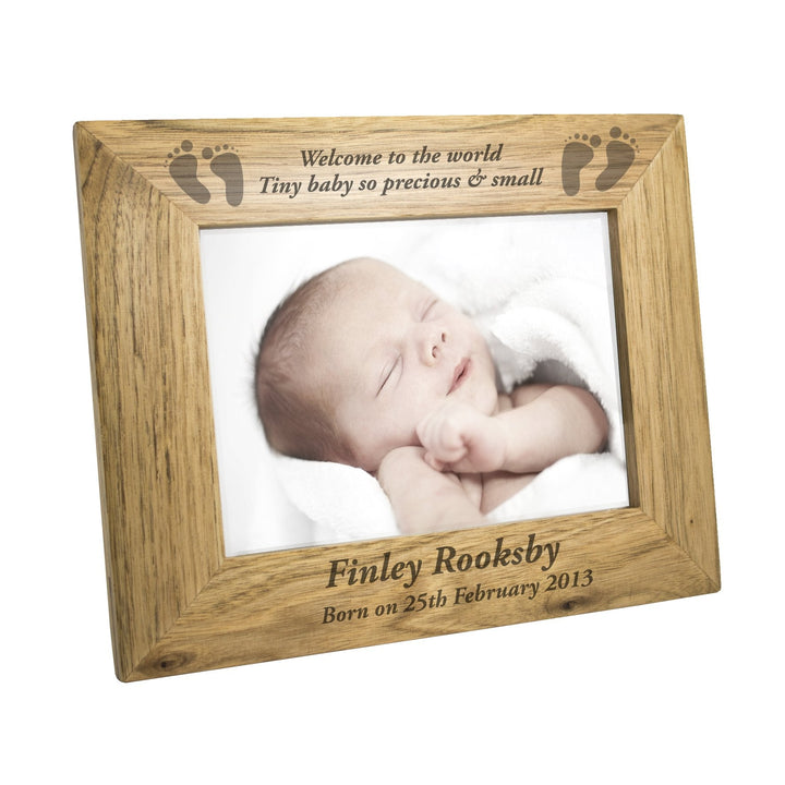Personalised Baby Feet 7x5 Landscape Wooden Photo Frame