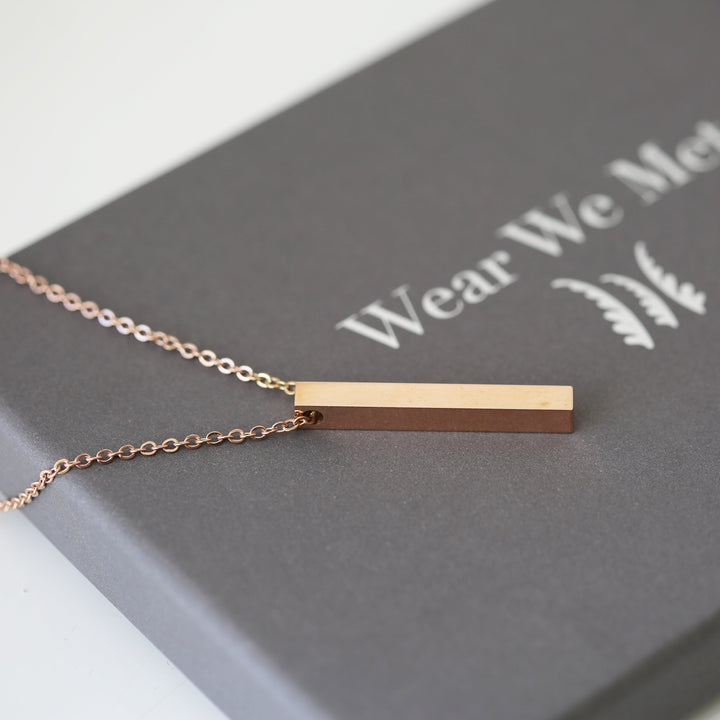 Personalised Bar Necklace Rose Gold