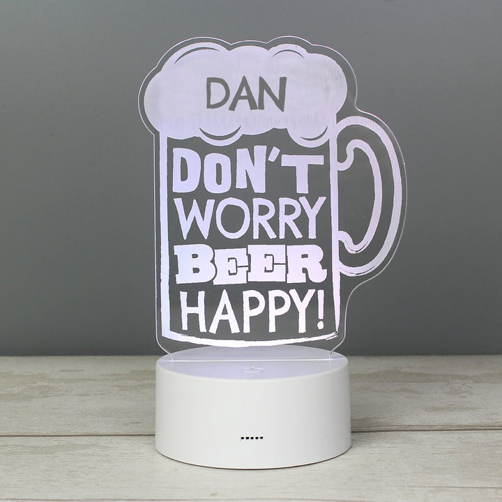 Personalised "Beer Happy" LED Colour Changing Light
