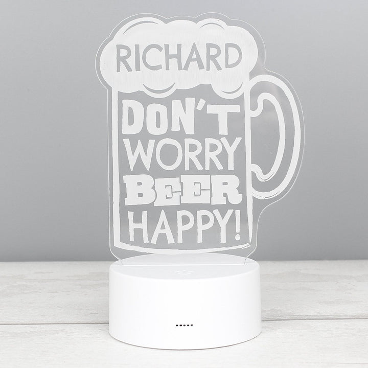 Personalised "Beer Happy" LED Colour Changing Light