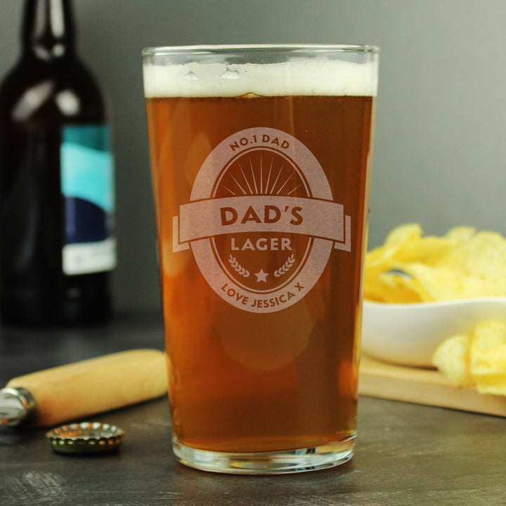 Personalised Beer Label Pint Glass - Father's Day gift