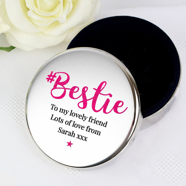 Personalised #Bestie Round Trinket Box
