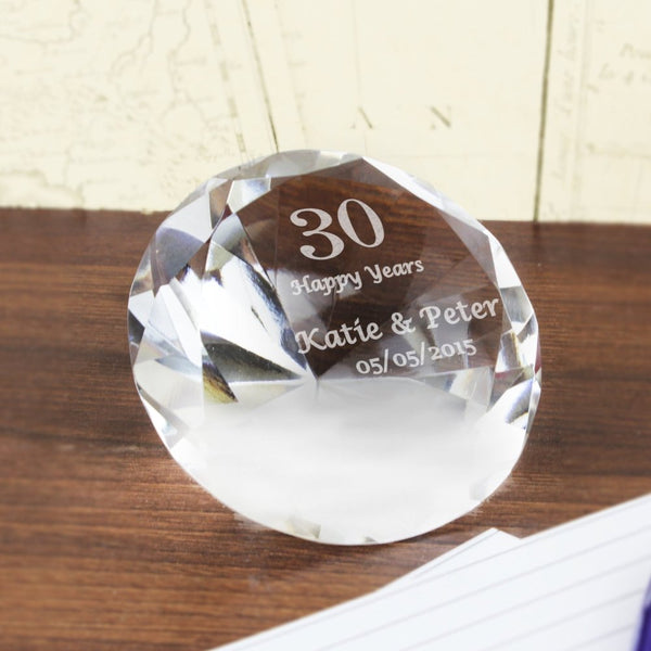 Personalised Big Numbers Diamond Paperweight - Personalised Paperweights