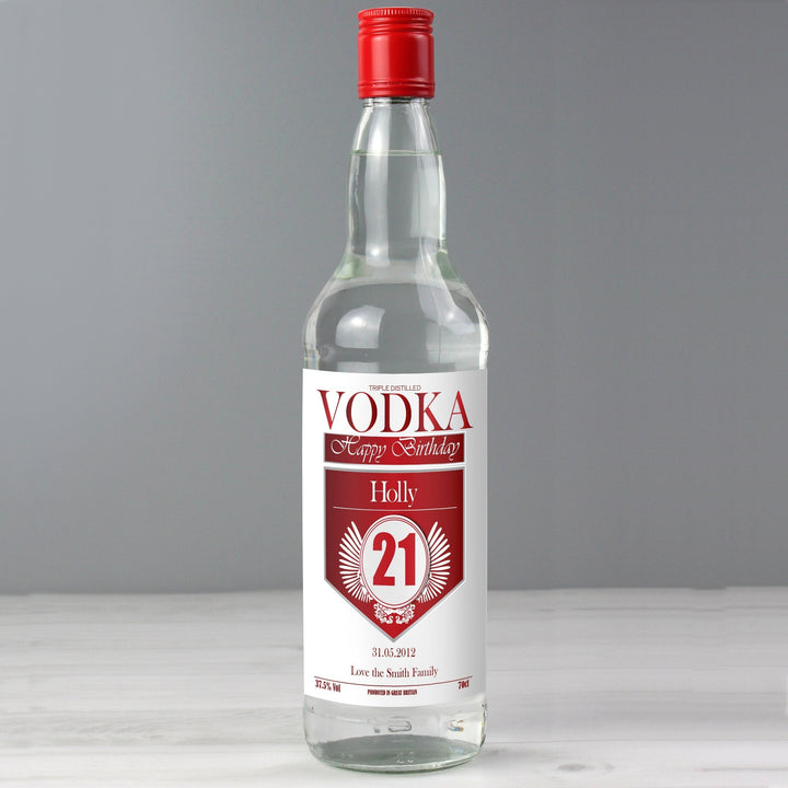Personalised Birthday Red & Silver Vodka