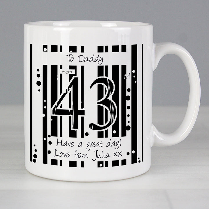 Personalised Black & White Happy Birthday Mug