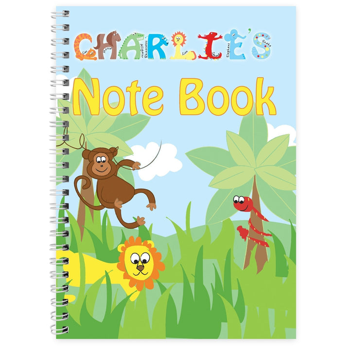 Personalised Blue Animal Alphabet - A5 Notebook