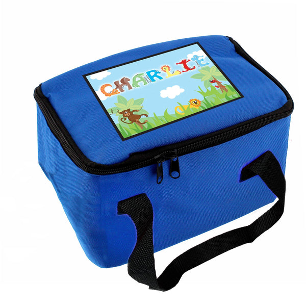 Personalised Blue Animal Alphabet Lunch Bag