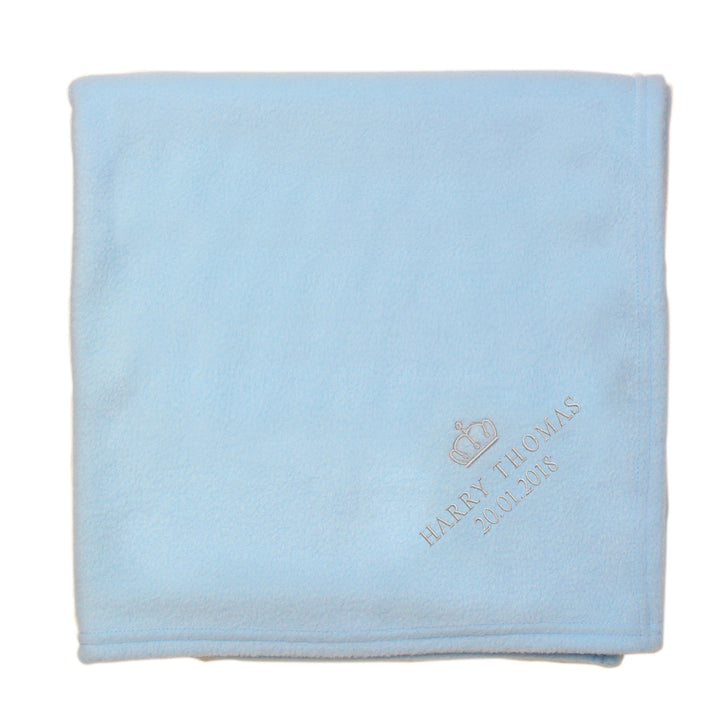 Personalised Blue Crown Baby Blanket