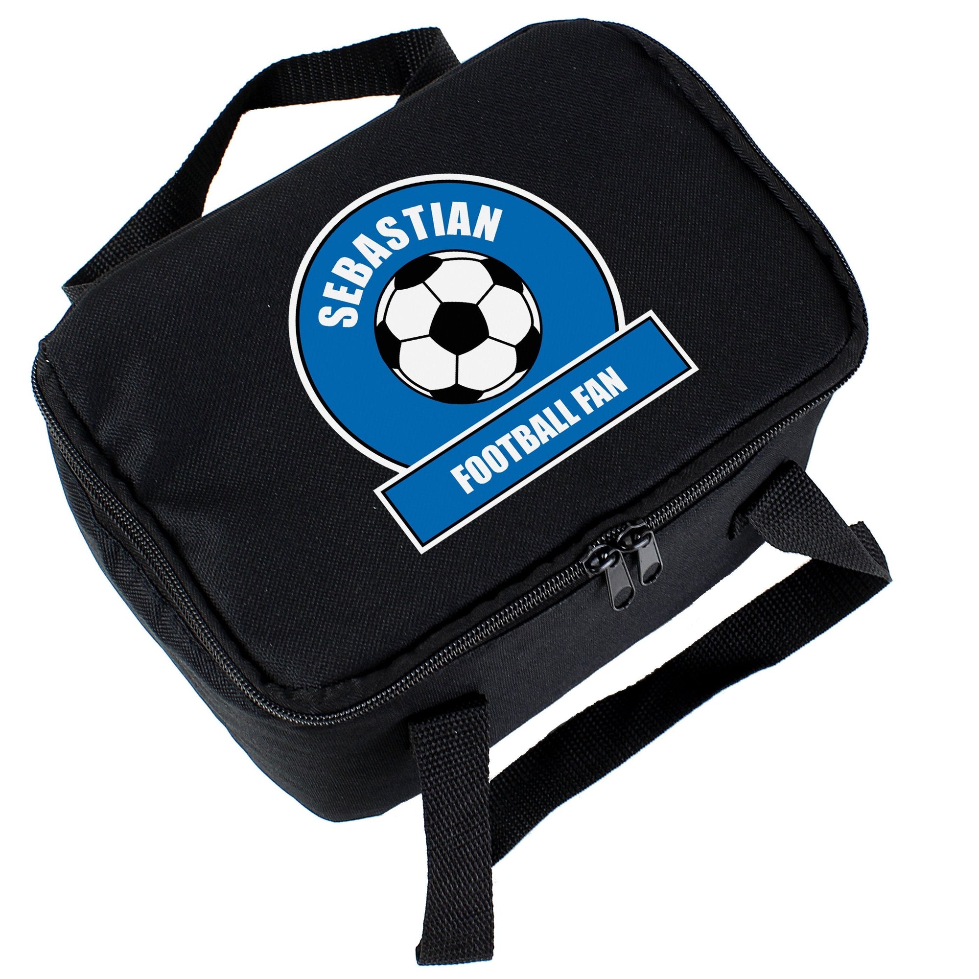 Personalised Blue Football Fan Lunch Bag