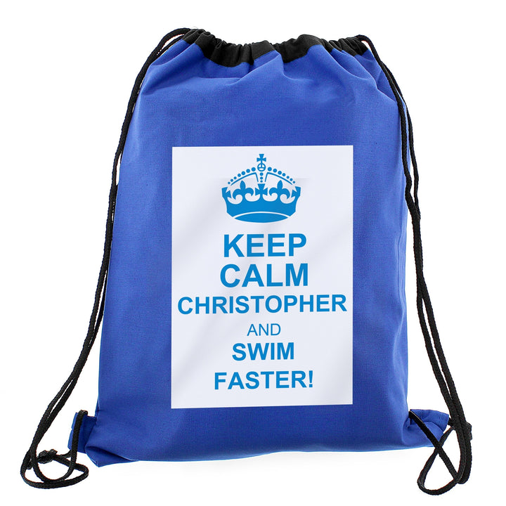 Personalised Blue Keep Calm Swim & Kit Bag