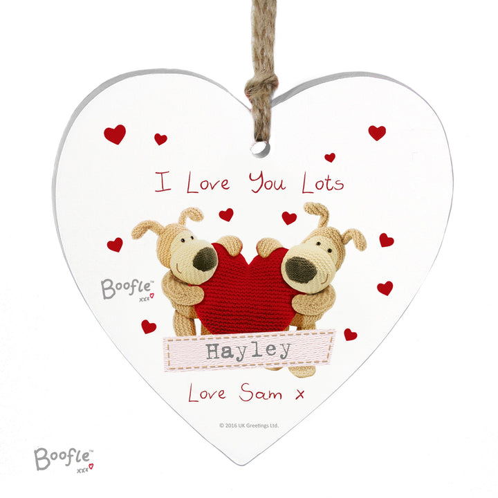 Personalised Boofle Shared Heart Wooden Heart Decoration
