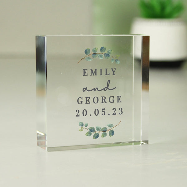 Personalised Botanical Crystal Token - Personalised Paperweights