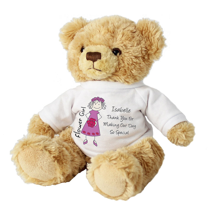 Personalised Cartoon Flower Girl Teddy Bear
