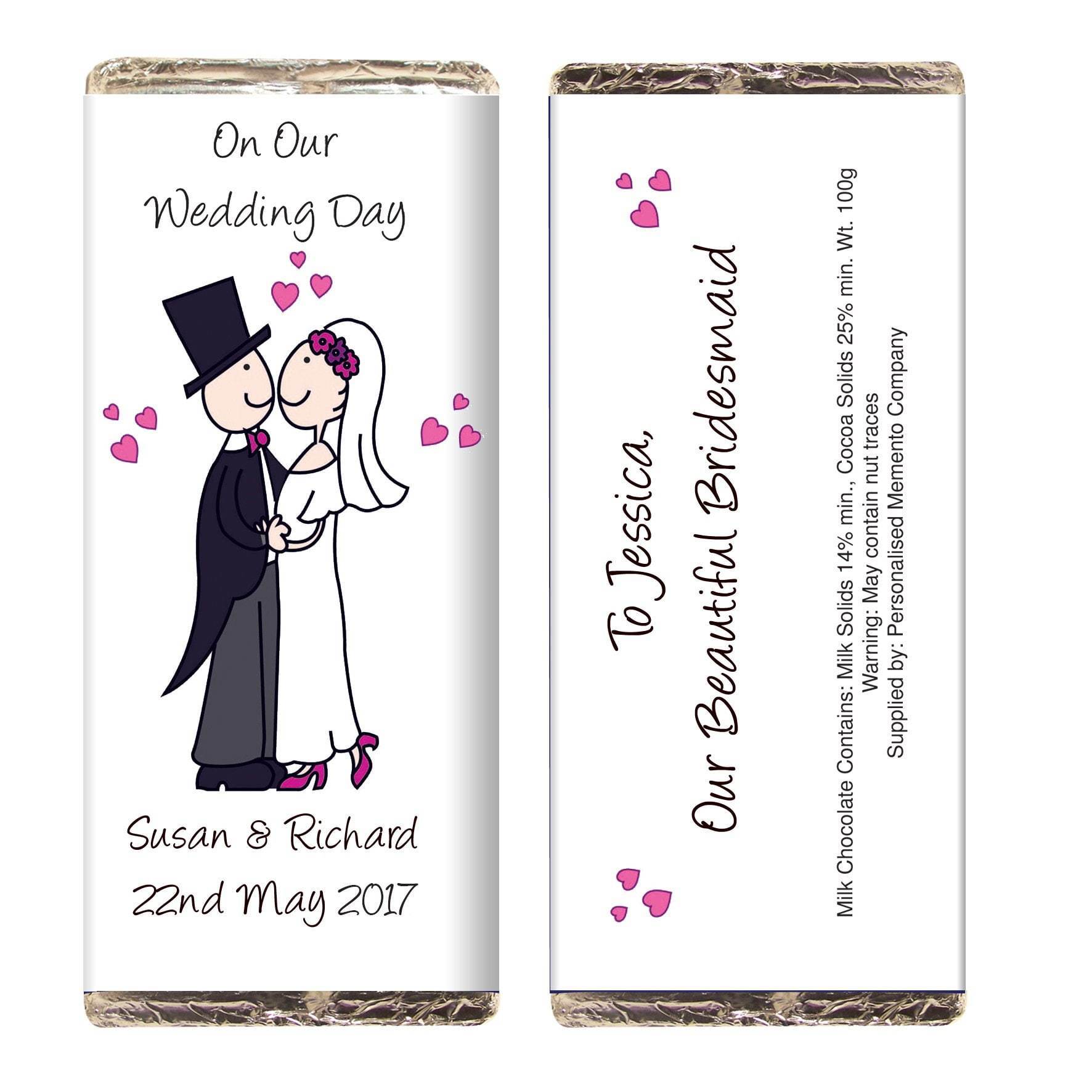 Personalised Cartoon Wedding Milk Chocolate Bar