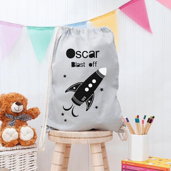 Personalised Children's Space Rocket PE Kit Bag