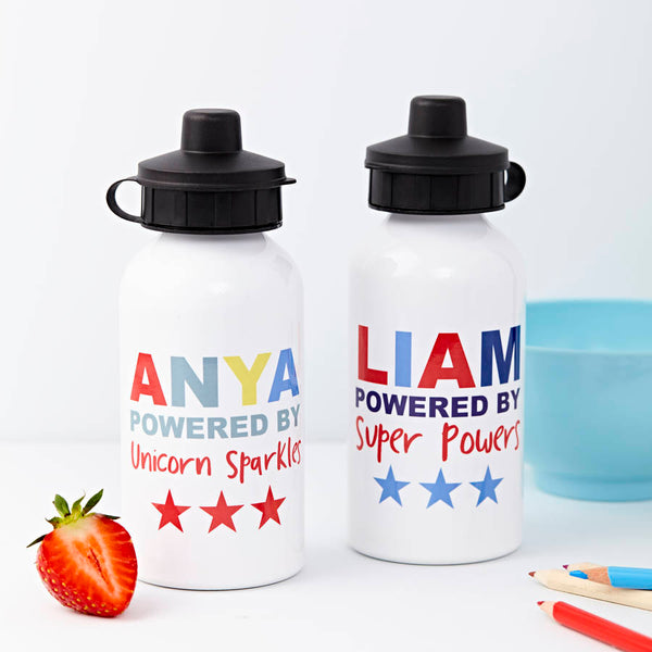Personalised Child's Powered By Water Bottle