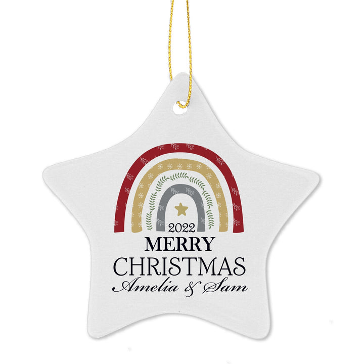 Personalised Christmas Free Text Ceramic Star Decoration