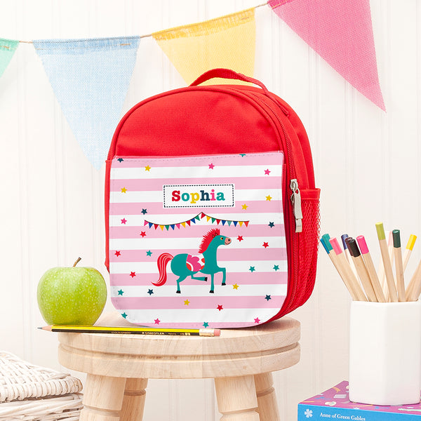 Personalised Circus Themed Red Lunch Bag