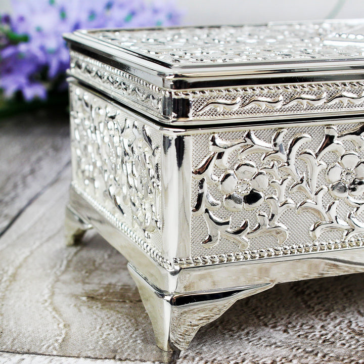 Personalised Classic Antique Silver Plated Jewellery Box