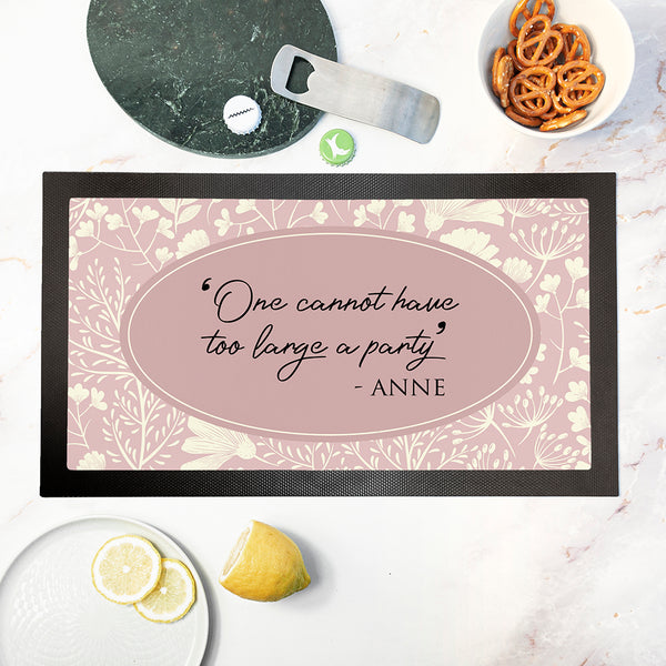 Personalised Classic Floral Quote Bar Mat