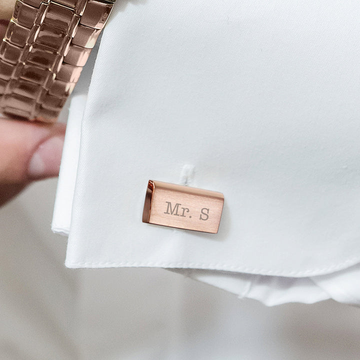 Personalised Classic Rose Gold Plated Cufflinks