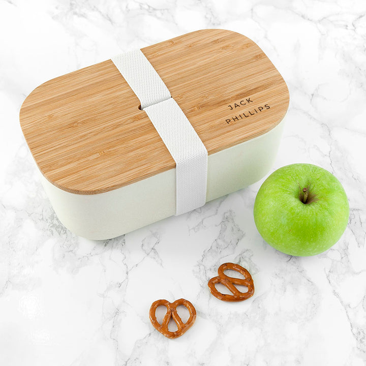 Personalised Contemporary White Bamboo Lunch Box