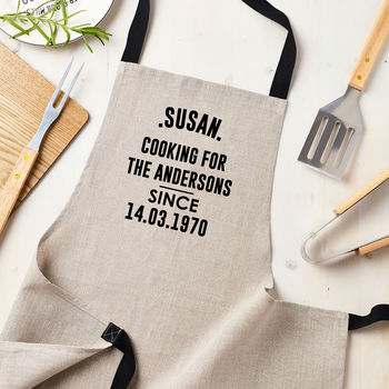 Personalised Cooking Since Linen Apron