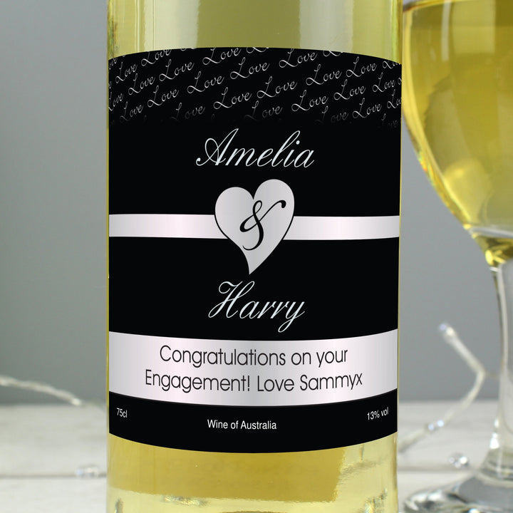 Personalised Couples White Wine - Black Design