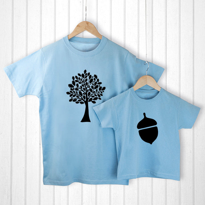 Personalised Daddy and Me Acorn Blue T-Shirts
