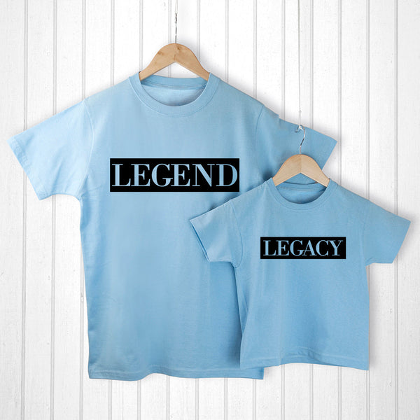 Personalised Daddy and Me Legendary Blue T-Shirts