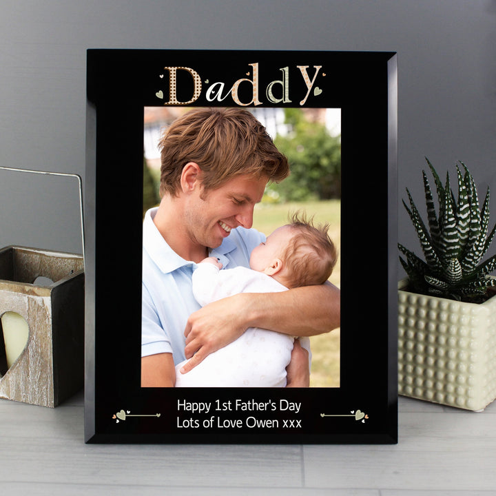 Personalised Daddy Black Glass 5x7 Photo Frame