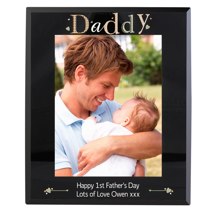 Personalised Daddy Black Glass 5x7 Photo Frame