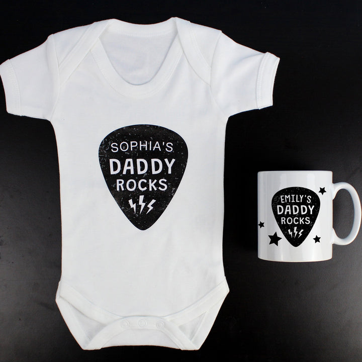 Personalised Daddy Rocks 0-3 Months Baby Vest
