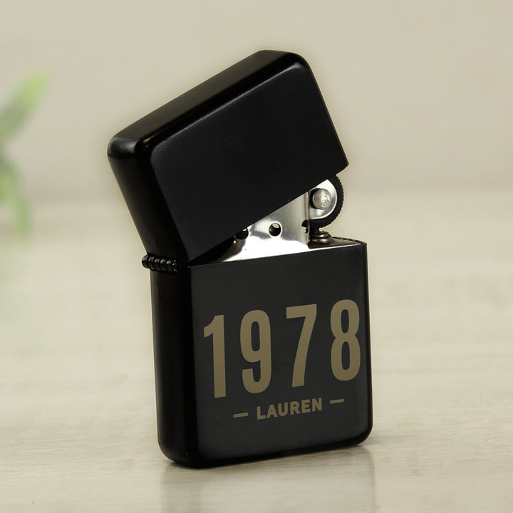 Personalised Date & Name Black Lighter - Father's Day gift