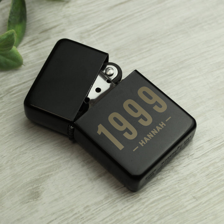 Personalised Date & Name Black Lighter - Father's Day gift